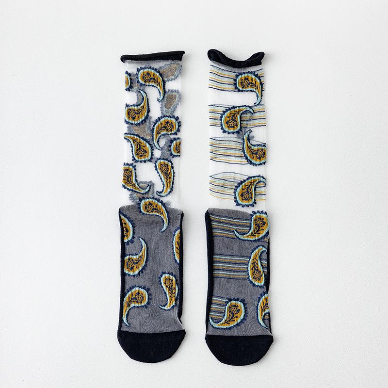 

Женские японские прозрачные асимметричные носки-гольфы из хрусталя - Летний тренд AB с подвернутым краем One Size