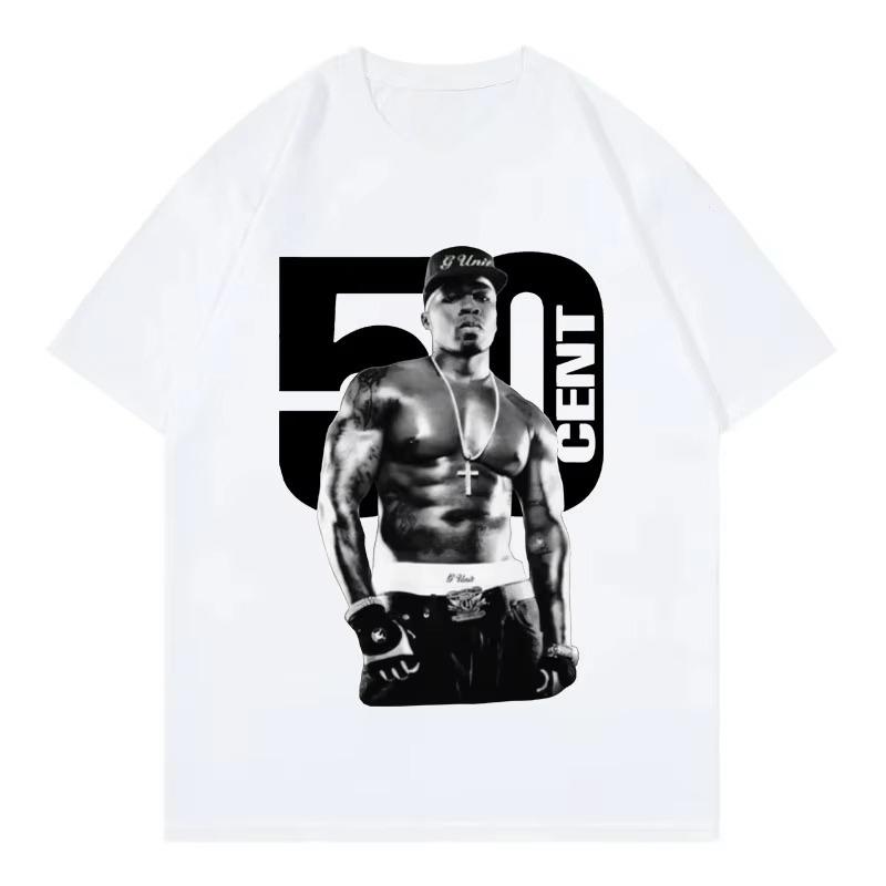 2026 New Rapper 50 Cent Graphic T Shirt Male Fashion Hip Hop Vintage Short Sleeve Tshirt Unisex Women Summer Cotton Tshirt
