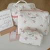 Vintage Floral Satin Makeup Bag With Bow Embellishment For Daily Use And Travel Comfort
