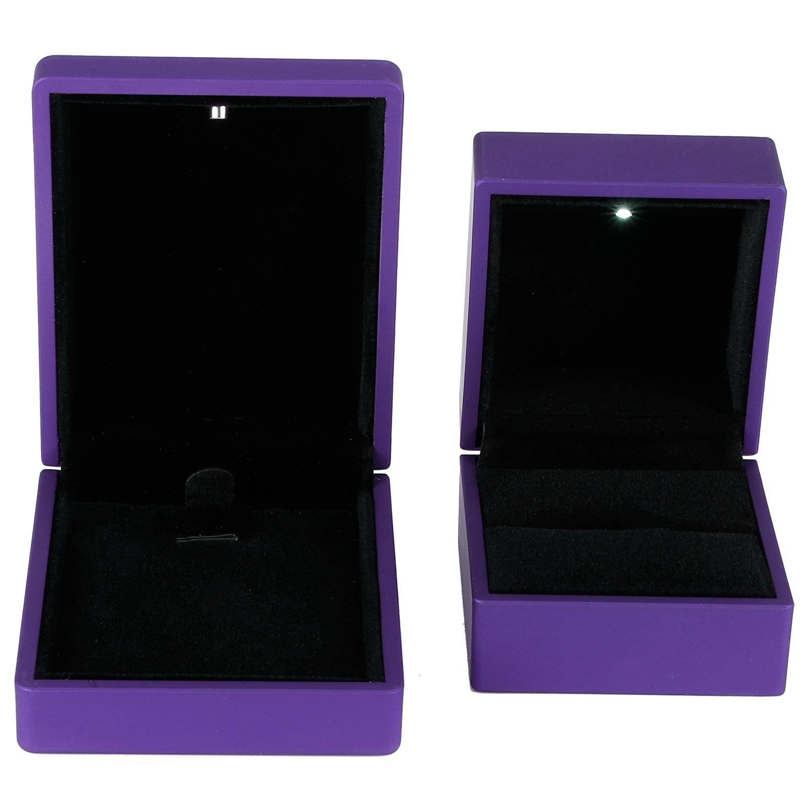 

LED Jewelry Display Pendant Necklace Gift Box Ring Case Engagement Wedding SupplyPurple фиолетовый