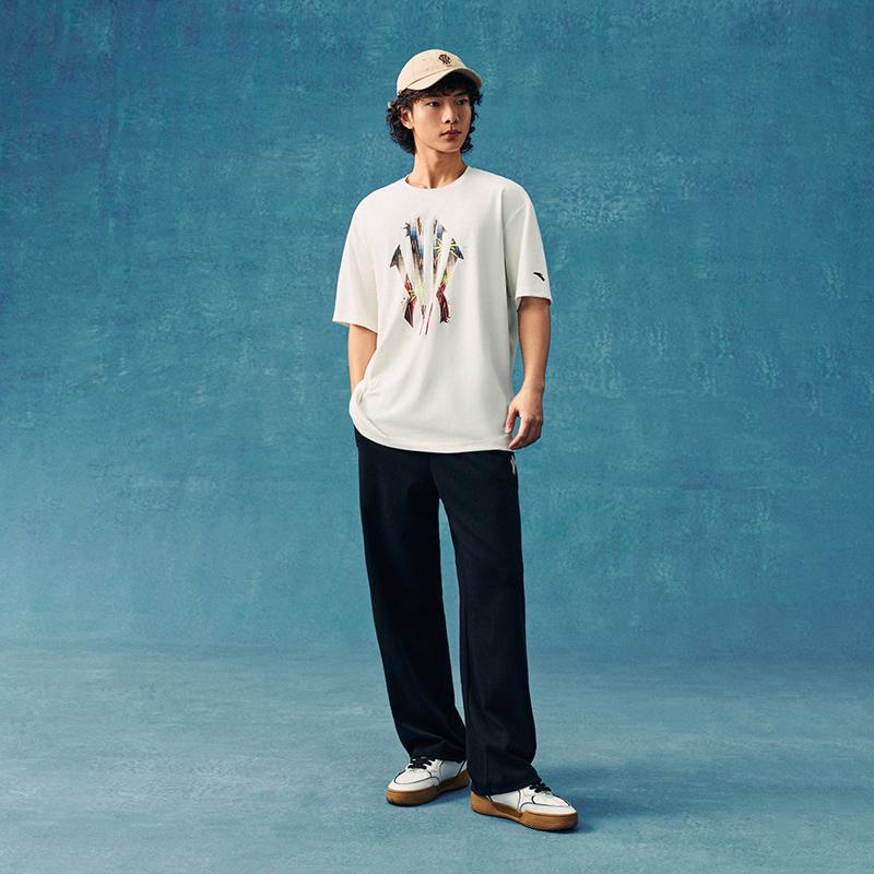 Anta Kyrie Series Basketball Logo Print Classic Simple Fashion Trendy Versatile Casual Comfortable Crew Neck Pullover Loose Couple T-Shirt 972621107-1