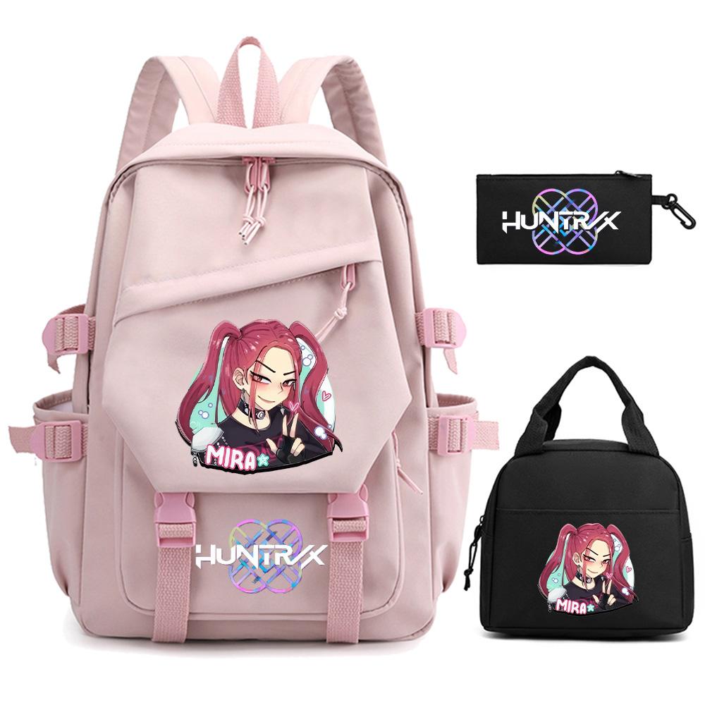 3Pcs/set K-pop Demon Hunters Printed Backpack for Teenger Boy Girl Large Capacity Schoolbag Children Student Bookbag Women Waterproof Travel Bag