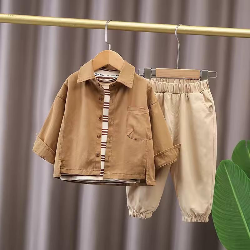 3Piece Sets Spring Autumn Baby Boy Clothes Korean Fashionable Daily Long Sleeve Tops+T-shirt+Pants Children Boutique Clothing