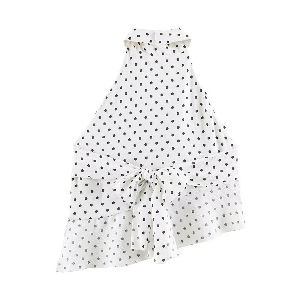 European and American style, new women's clothing, versatile, fashion, polka dot neck top 0264 474