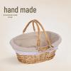 Woven Wicker Picnic Basket Handbag with Handle - Pastoral Style Fruit Storage E18