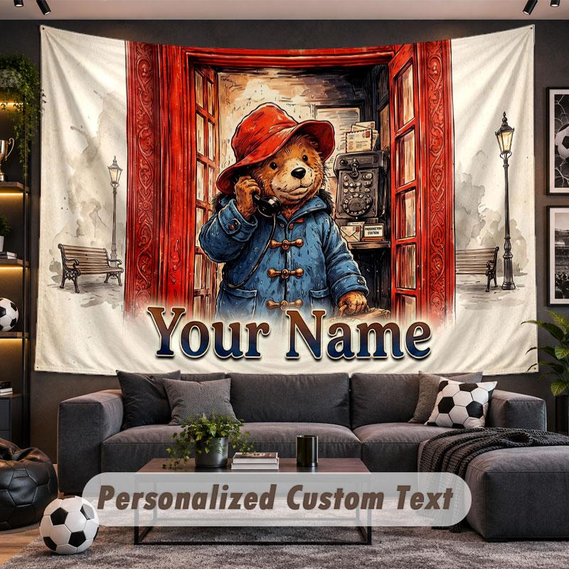 Wall Hanging Tapestry Custom NamePaddington Pattern Personalized Printed Fabric Wall Decor