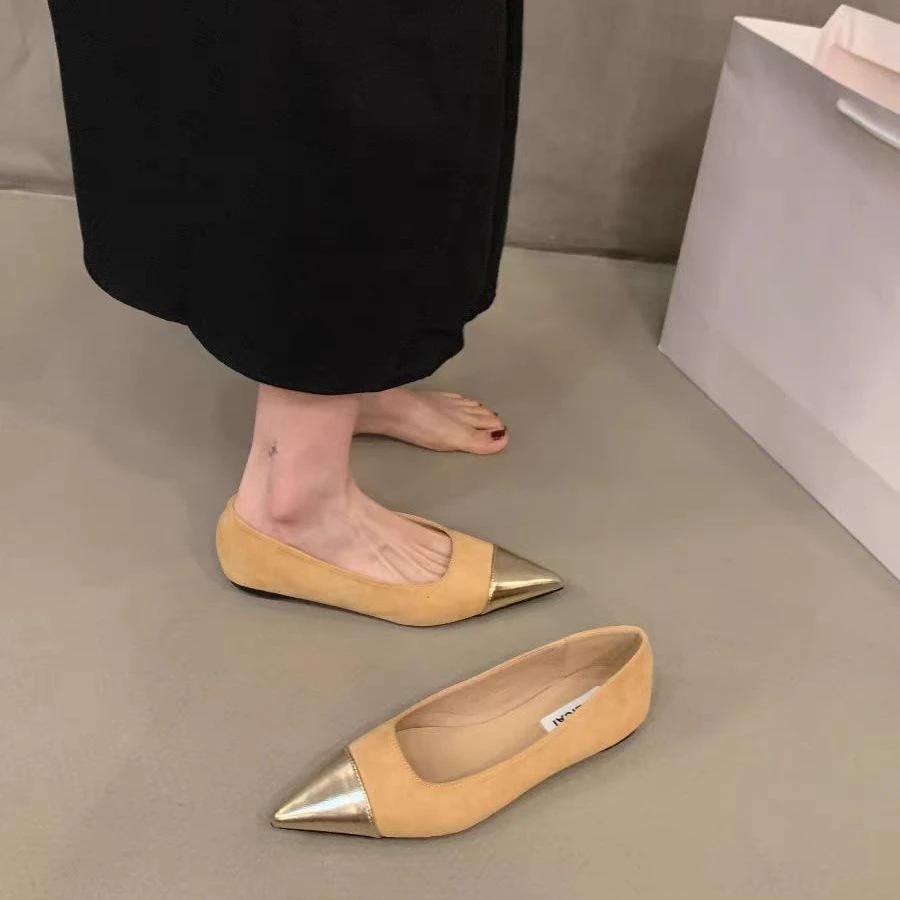 Fashion Evening Women's Flat Shoes Pointed Toe Low Heel Elegant Shoe Stylish Cheap Clearance Luxury Brand 39 Y2k Ladies Footwear Black
