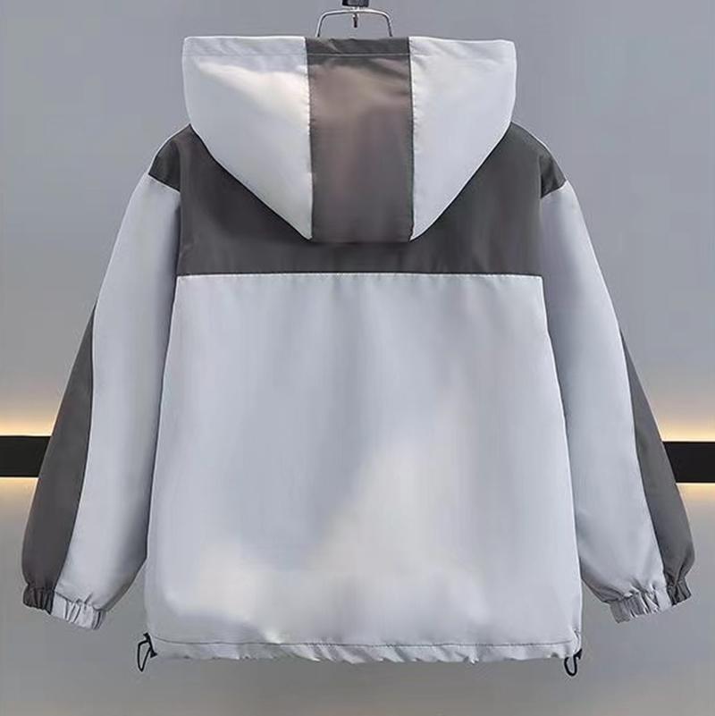 Children Clothing Color Blocking Jacket Spring Autumn Teen Boys Fashion Zipper Hooded Windbreaker Coat Kids Outewear Tops