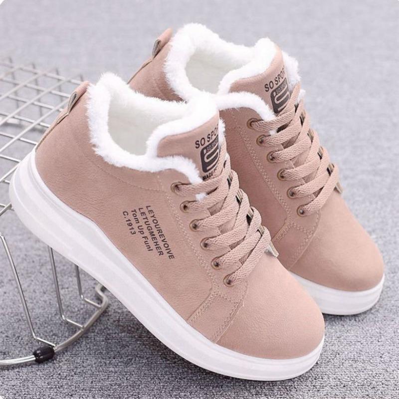 2025 New Winter Outdoor Women Shoes Warm Fur Plush Lady Casual Shoes Lace Up Fashion Sneakers Platform Snow Boots
