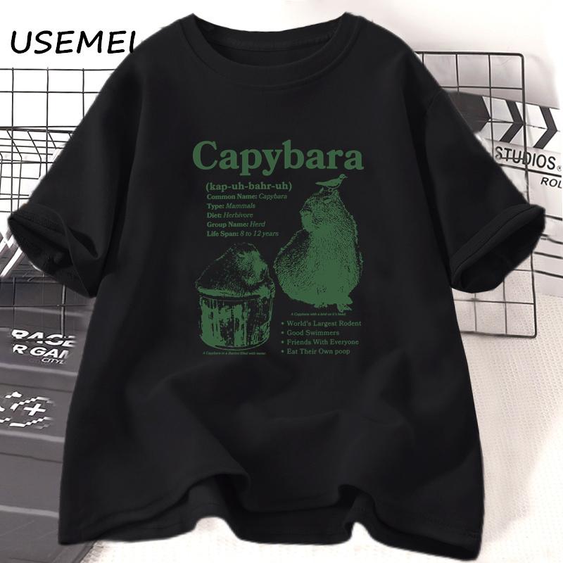 Capybara T-shirt Unisex Unisex Vintage Sience Theme Graphic Tee Trending Funny Cotton Short Sleeve T Shirt Summer Animal Tee Clothes