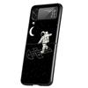 Gražus astronautas telefono dėklas, skirtas Samsung Galaxy Z Flip 3 4 5 6 7, kietas juodas sulankstomas PC, Samsung Z Flip3 Flip4 Flip5 dangtelis