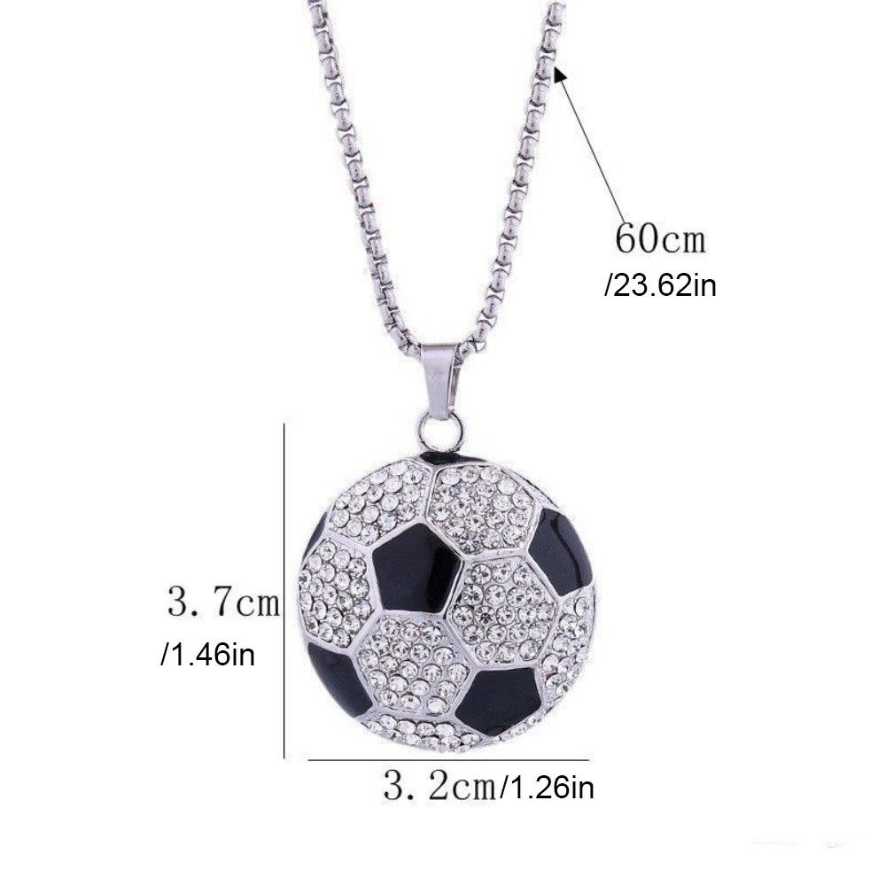 Jewelry Football Necklace Rhinestone Soccer Necklace Exquisite Football Pendant Choker  Gift