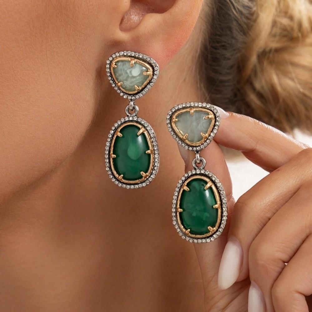 Irregular Resin Drop Earrings Layered Gem Drop Earrings Statement Earrings Holiday Occasion
