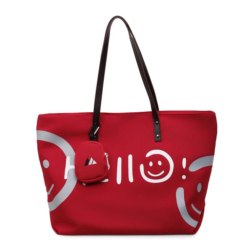 Canvas big bag 2025 fall new fashion girl preppy style letter graffiti shoulder bag commuter tote bag