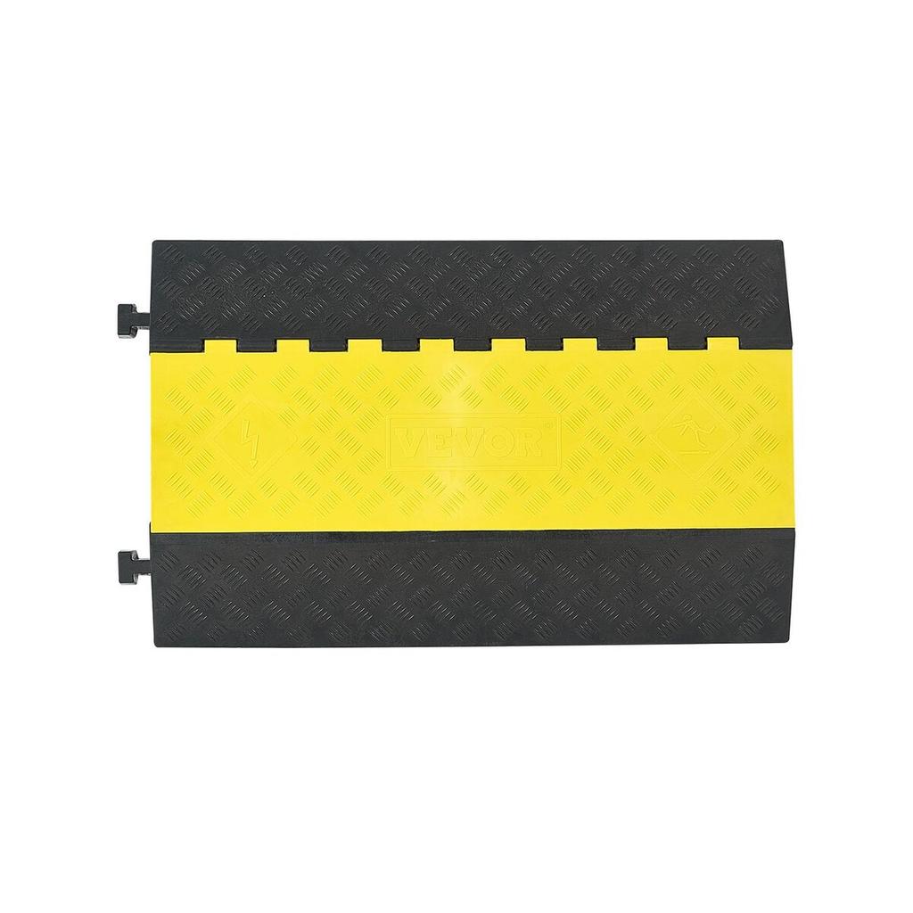 Cable Protector Ramp, 9,979 Kg/axle Capacity, 2 Channel Heavy Duty Rubber Cord Hose Wire Cover, 100 X 75 Mm Channel, Traffic Speed Bump with Flip-Open