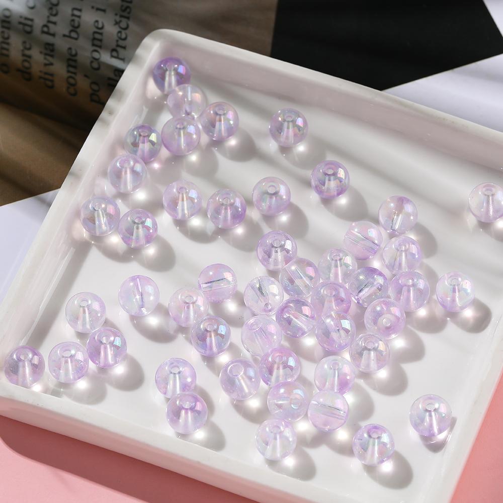 20/50/100pcs 4/6/8mm Colored Transparent Glass Beads Spacer Beads for DIY Earring Necklace Phone Chain Jewelry Making Findings