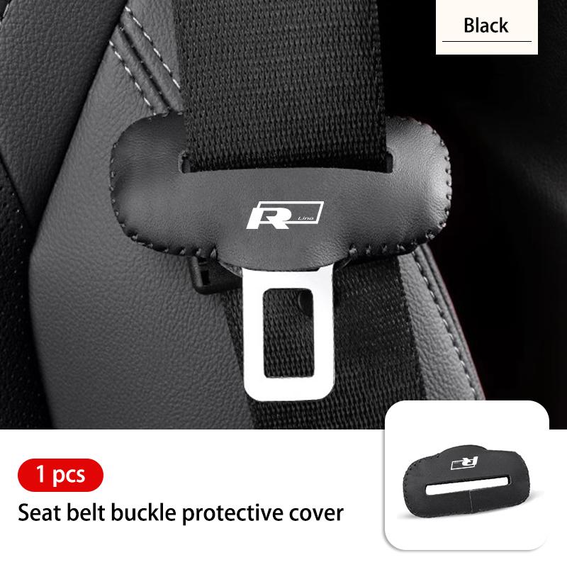 2/5pcs Leather Seat Belt Buckle Protective Cover Wear Resistant For Volkswagen VW Golf 4 5 6 7 GTI Tiguan Passat B5 B6 B7 CC