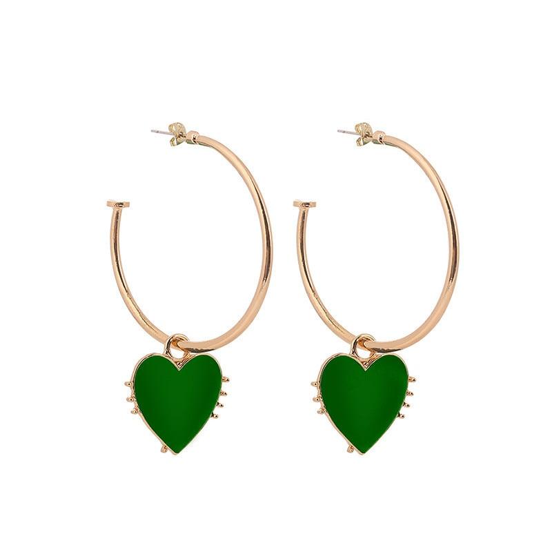 Fashion Red Love Heart Big Hoop Earrings For Women Gold Color Hoops Earings Circle Ear Rings Vintage Jewelry