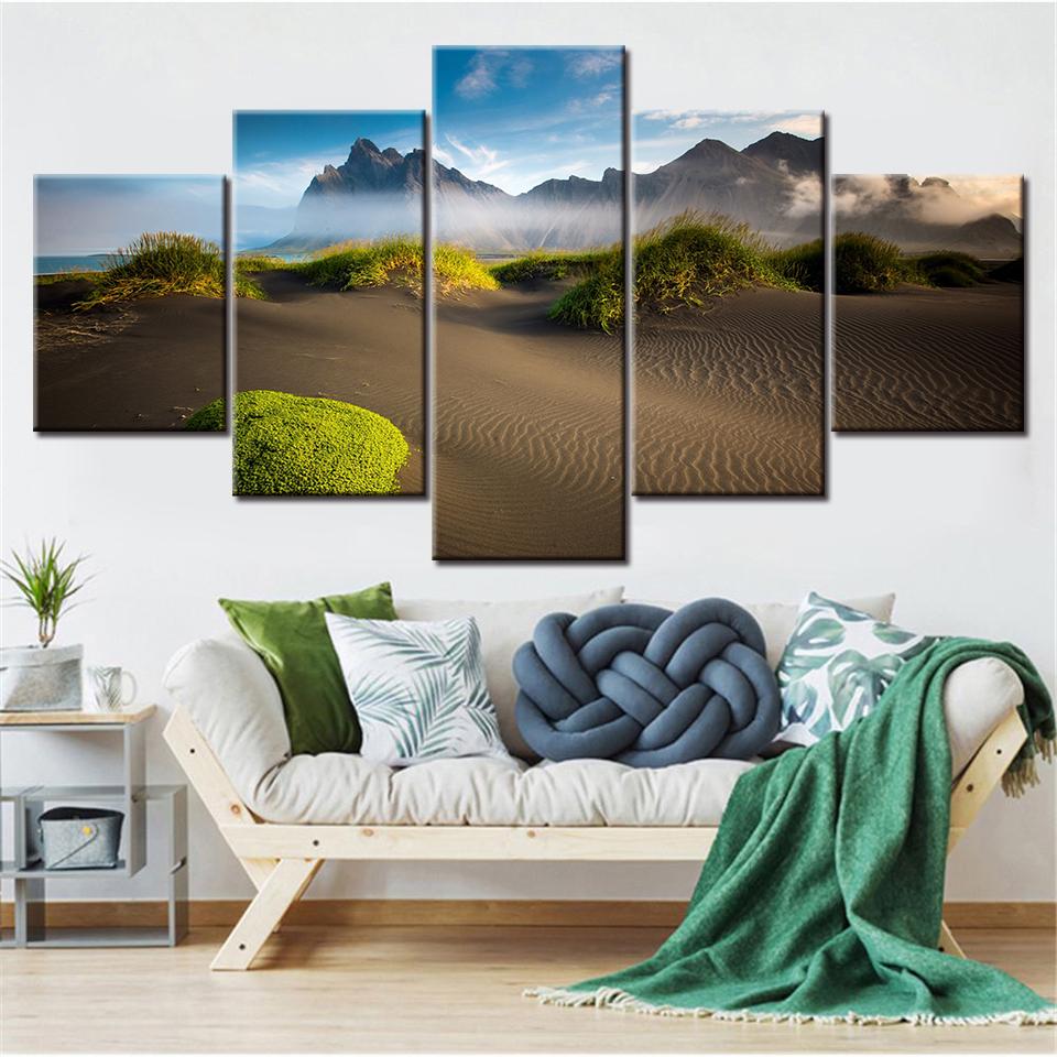5 Panel Canvas Painting HD Desert and Island Nature Wallpapers Wall Art Painting Poster Print for Living Room Home Decor