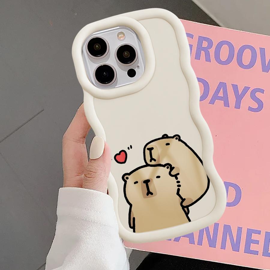 Soft Phone Cover Case for iPhone 14 15 Plus 16 Pro Max 17 Air 12 XR 8 13 11 Cartoon Capybara