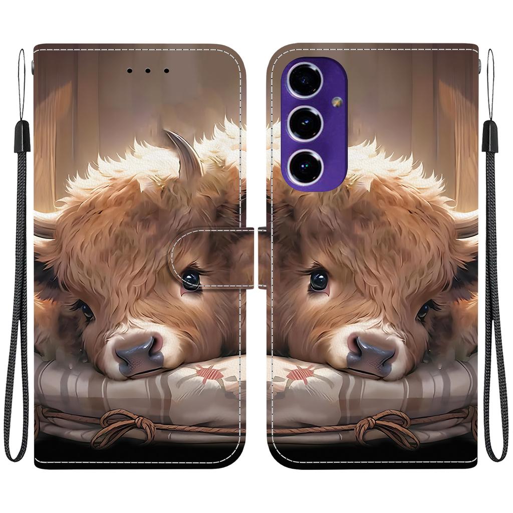 Leather Case Flip Handmade Pu For Samsung Galaxy A16 4g5g A165fa166b Antislip Shockproof Cover With Wrist Strap Heartrose Cat Designs