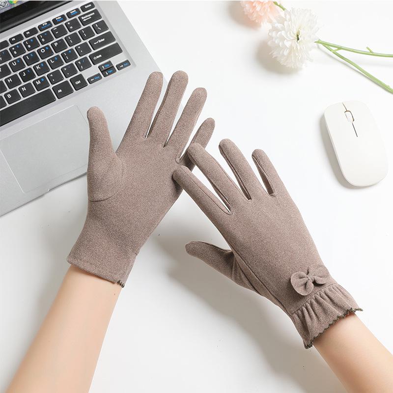 Gloves Winter Women Spring Autumn Modal Thin Cotton Stretch Cycling Windproof Warm Fleece Cold Proof