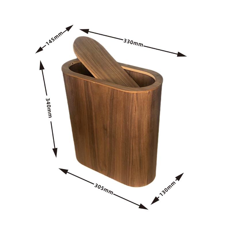 Wooden Trash Cans Kitchen Garbage Bins Living Room Large Garbage Disposal Boxes Household Long Tube Narrow Mouth Paper Basket