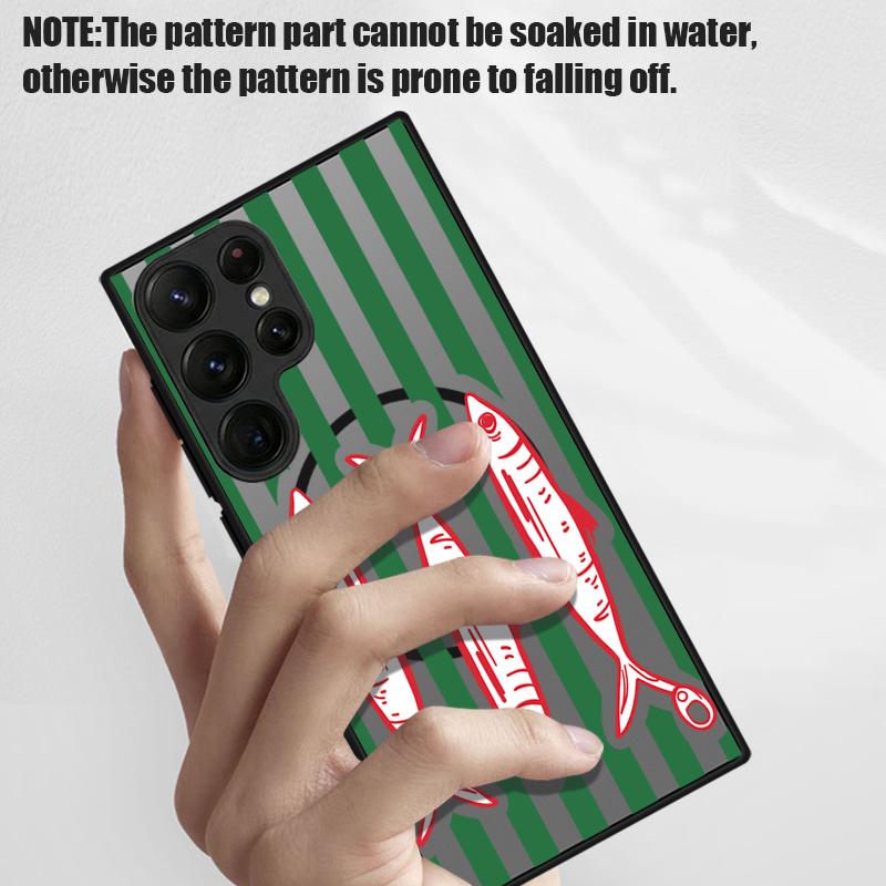 Vintage Sardine Stripes Print Case For Samsung Galaxy S26 Ultra S25 FE S24 S23 S22 Plus S21 FE Magnetic Slim Hybrid TPU+PC Matte Phone Cover