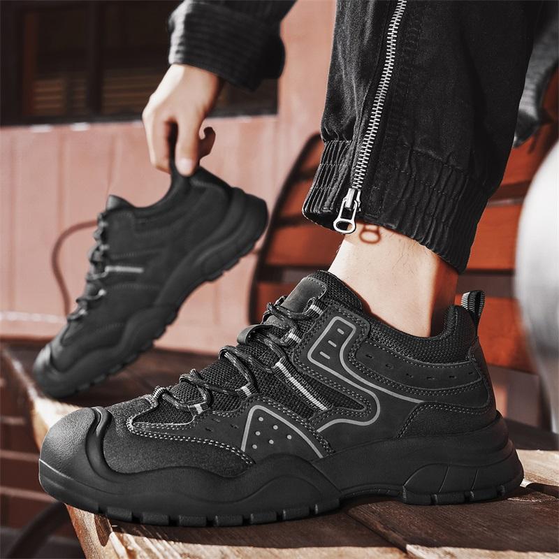 Male Non-Slip Outdoor Sneakers New Leather Treking Footwear for Men Casual Hiking Shoes Travel Climbing Camping Trainers