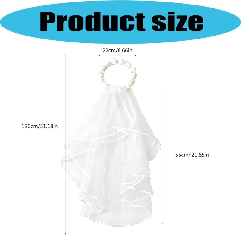 Elegant Double Layer White Veil Flower Crowns Parties Garlands For Brides Wedding Party And Special Event