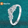 NeeTim 0.5ct 5mm Moissanite Ring for Women 925 Sterling Silver with White Gold Plated Lab Diamond Wedding Gemstone Bride Rings