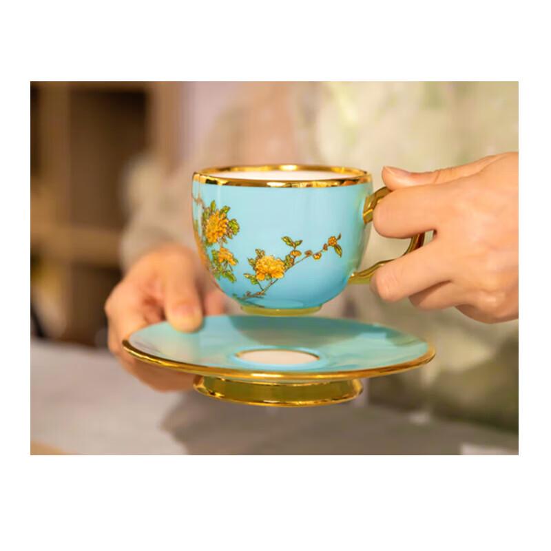 Yongfengyuan Madam Porcelain West Lake Blue 150ml Cup and Saucer Set
