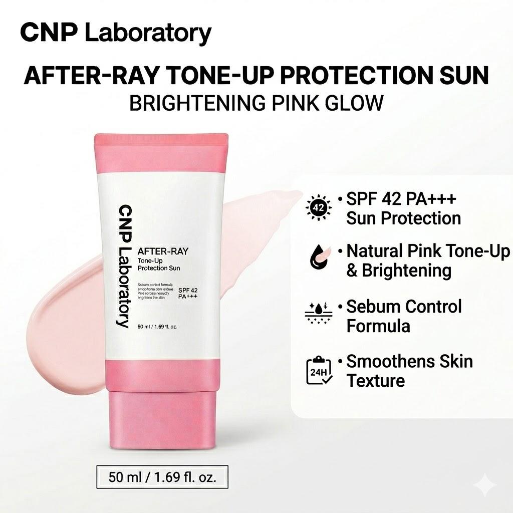 

[CNP Laboratory] After Ray Tone-up Protection Sun 50ml - SPF42 PA+++, Pinkish Makeup Base & Sunscreen, Sebum Control, K-Beauty 50ml x 1EA