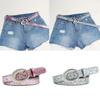 Stylish Adjustable Rhinestones PU Waistband For Female Jeans Daily Fashion Accessories  Silver