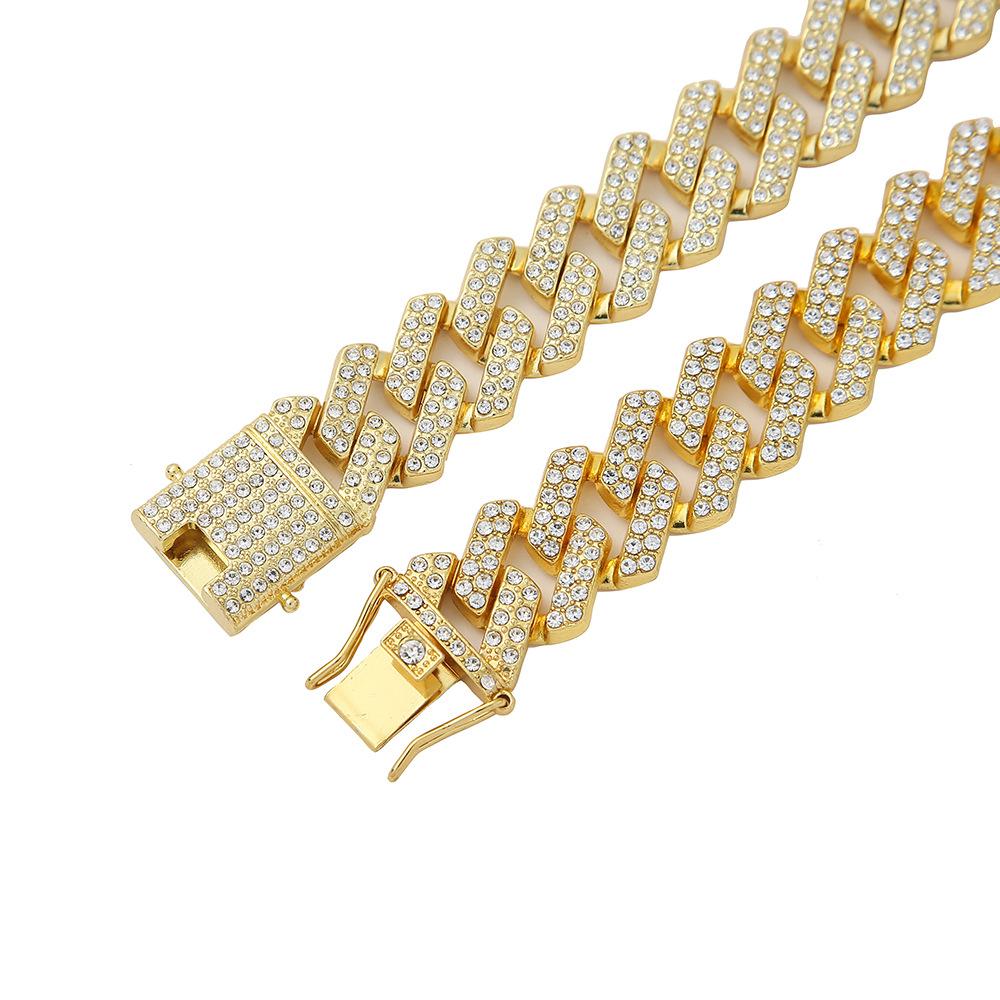 Source Goods 20mm Alloy Zircon Lock Hip Hop Daikin Men 'S Chain Rhinestone Jewelry Fashion Necklace