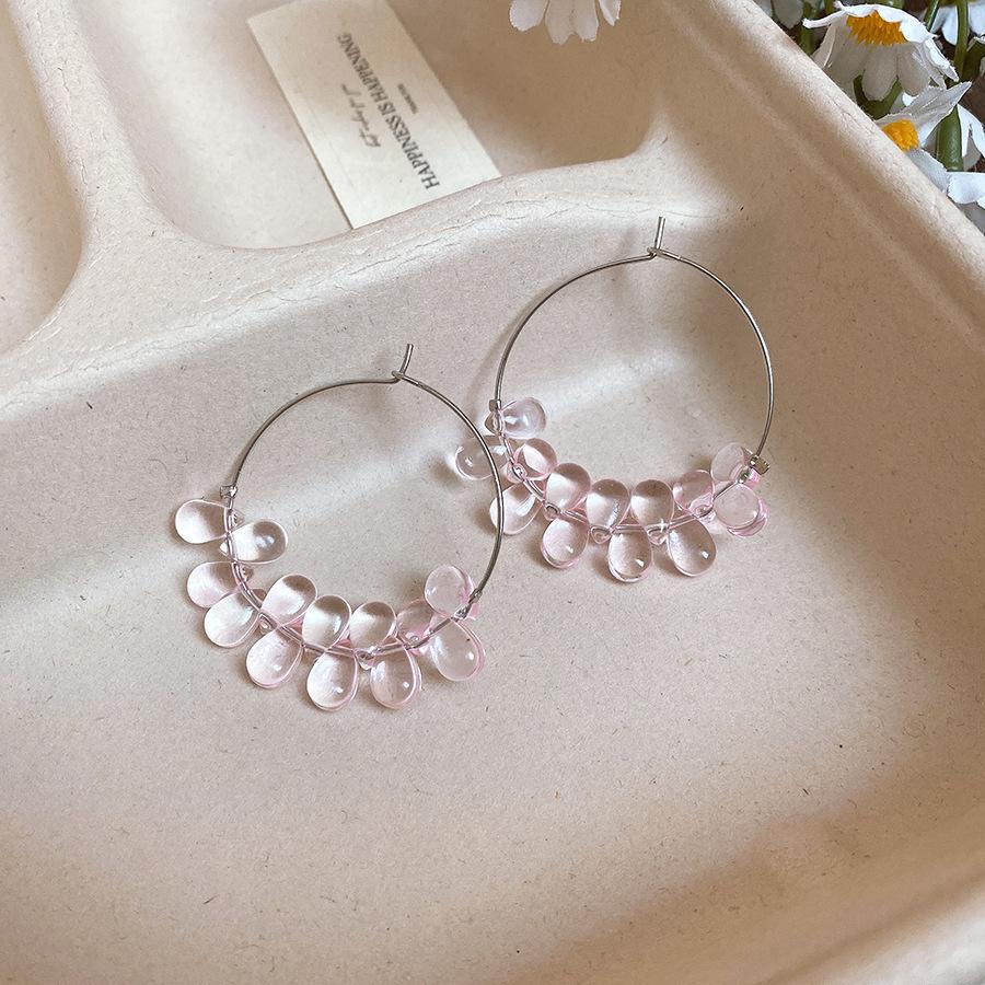 Small Fresh Glass Beaded Water Drop Fringed Earrings Simple Fashion High Sense Earrings Niche Temperament Versatile Earrings