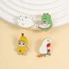 Cute Banana Cat Enamel Pins Chubby Kitten Lazy Duck Reading Book Frog With Coffee Funny Animal Brooches Lapel Badge Jewelry Gift
