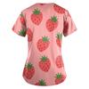 Women Fashion Spring And Summer Oil Painting Print V-neck Short Sleeve Workwear With Pockets Tops