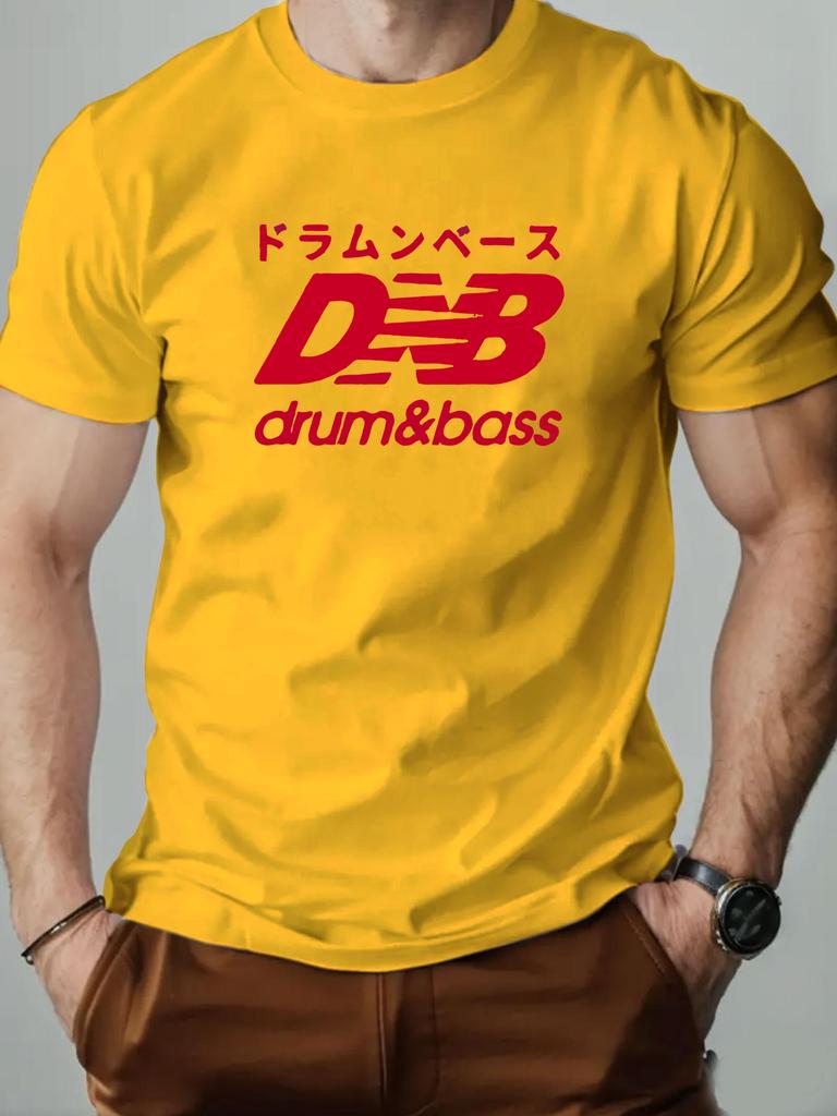 T Shirt For Man 100% Cotton Drum & Bass Print Short Sleeve 2025 New Summer Round Neck Breathable Casual Streetwea Daily Tee