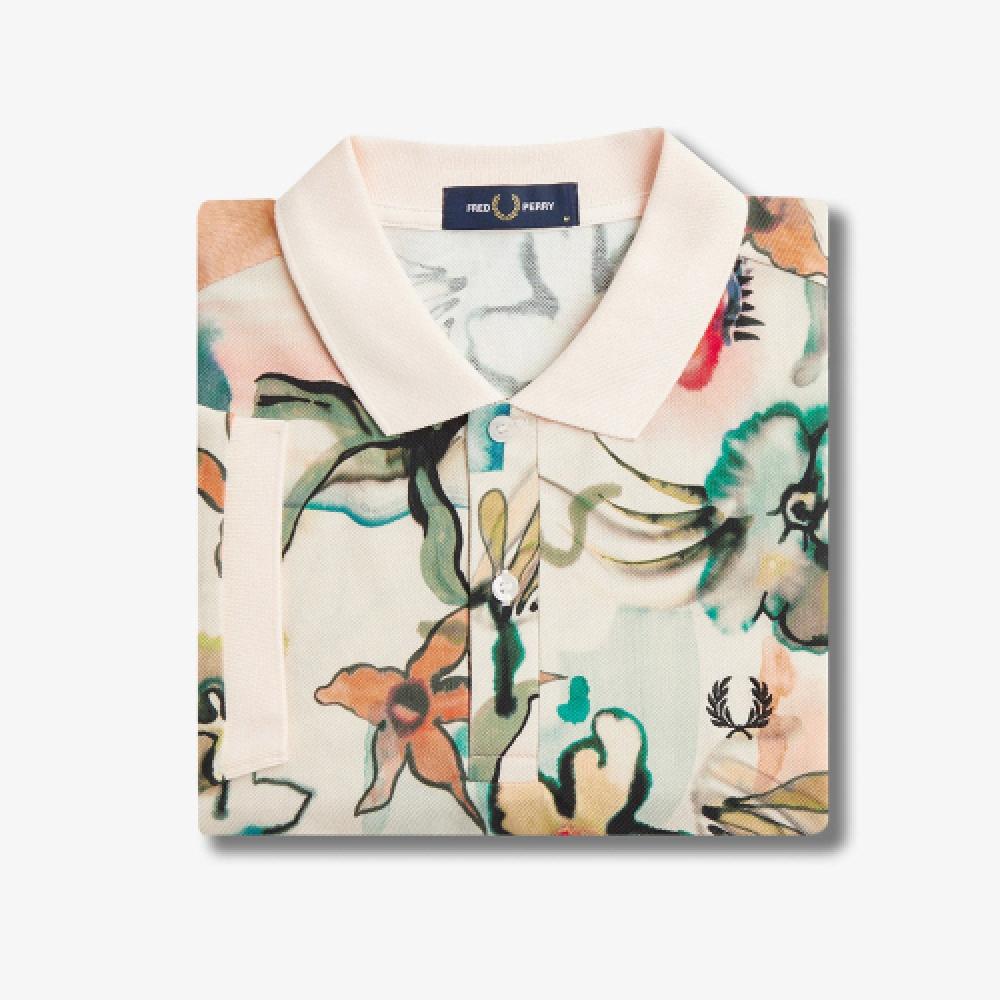 

Fred Perry [sharp] Floral Print Polo Shirt Silky Peach Afpm2417792 R33 M