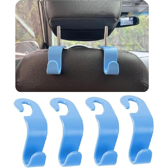 Car Headrest Hook for Purses and Bags 4 Packs,Car Back Seat Headrest Hanger,Universal Vehicle Storage Organizer(Black,4Pack)