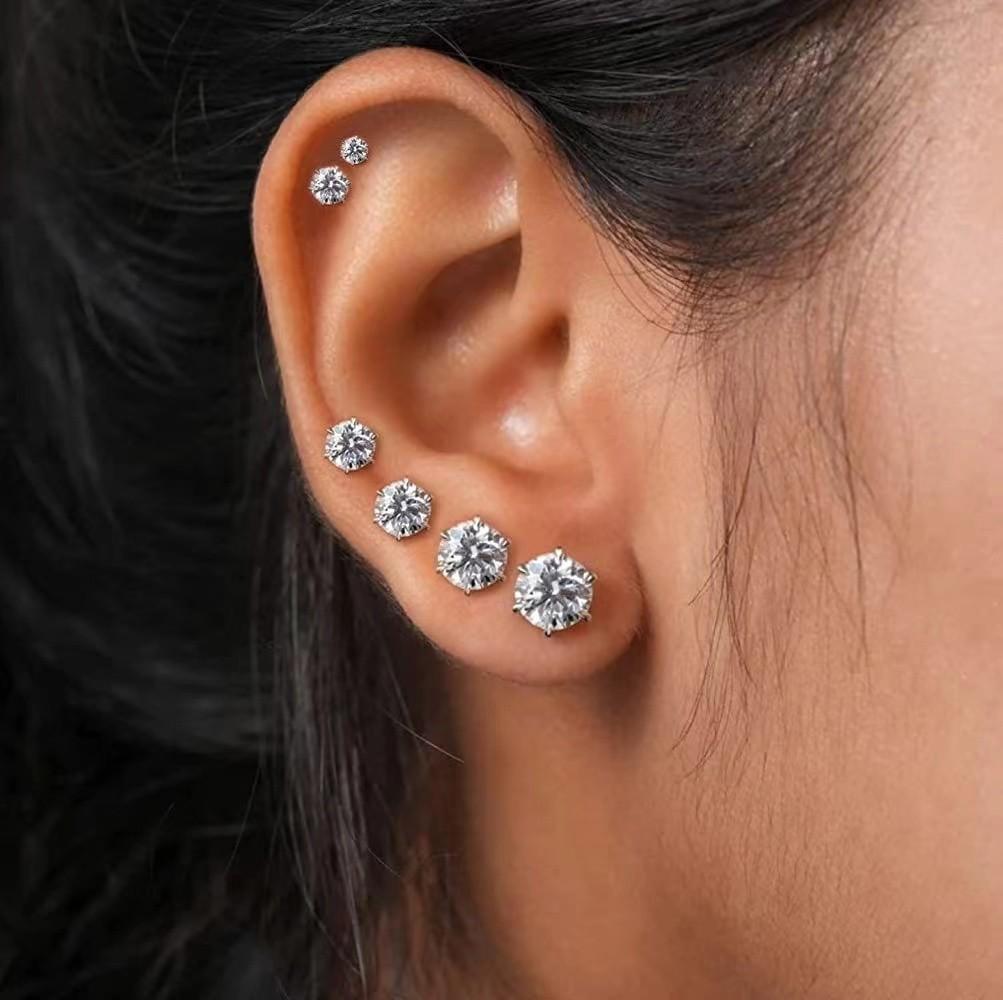 SUNIBI3 Size Stud Earrings for Women Classic Luxury Earrings Women Minimalist Bling Zircon Earring Fashion Ear Stud Zircon
