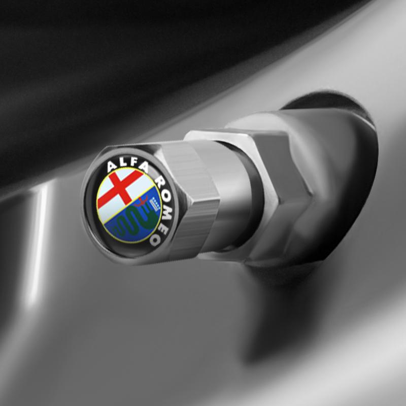 4Pcs Car Wheel Tire Valve Stem Cap Airdust Waterproof Cover For Alfa Romeo Sportiva 156 Stelvio Giulia Giulietta 147 159 GT rvcr43