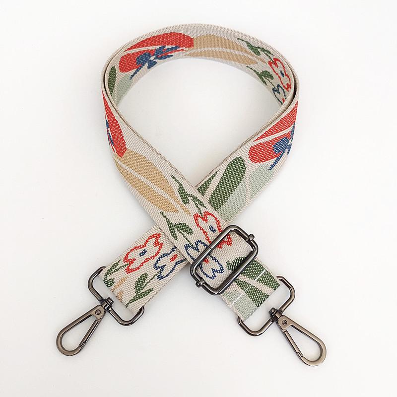 

New Women s Bag Accessories Leaf Plant Wide Bag Strap Embroidered Canvas Ribbon One Shoulder Crossbody Adjustable Bag Strap
