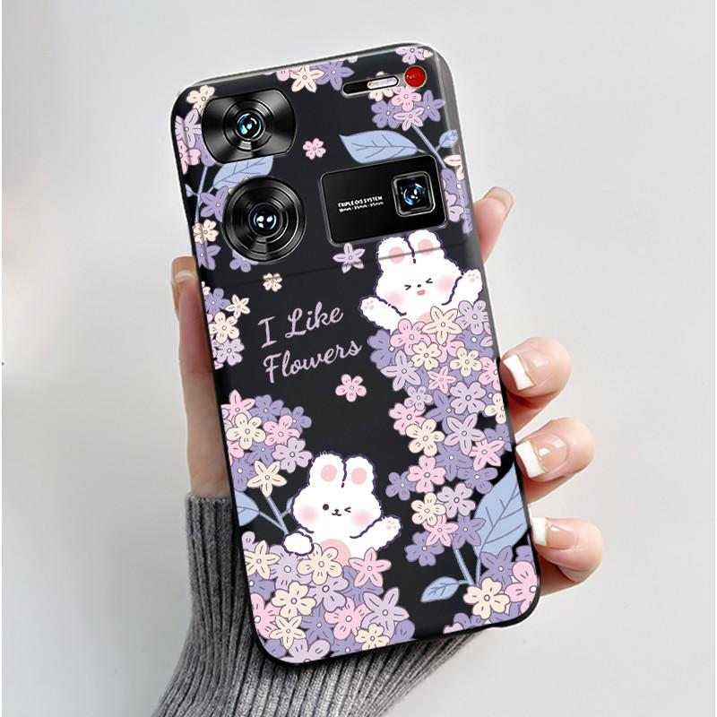 Case For ZTE Nubia Z60 Z70 Z70S Z50 Ultra Cute Love Heart Rabbit Matte Black Soft Silicone Cover For Nubia Z60Ultra Fundas Shell