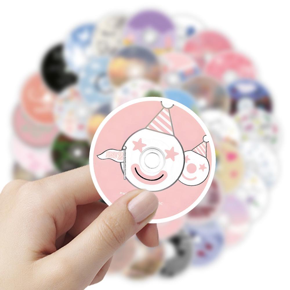 62-Piece Cute Music CD Graffiti Stickers for Planners, Phone Cases, Laptops, Luggage, Water Bottles & Bikes