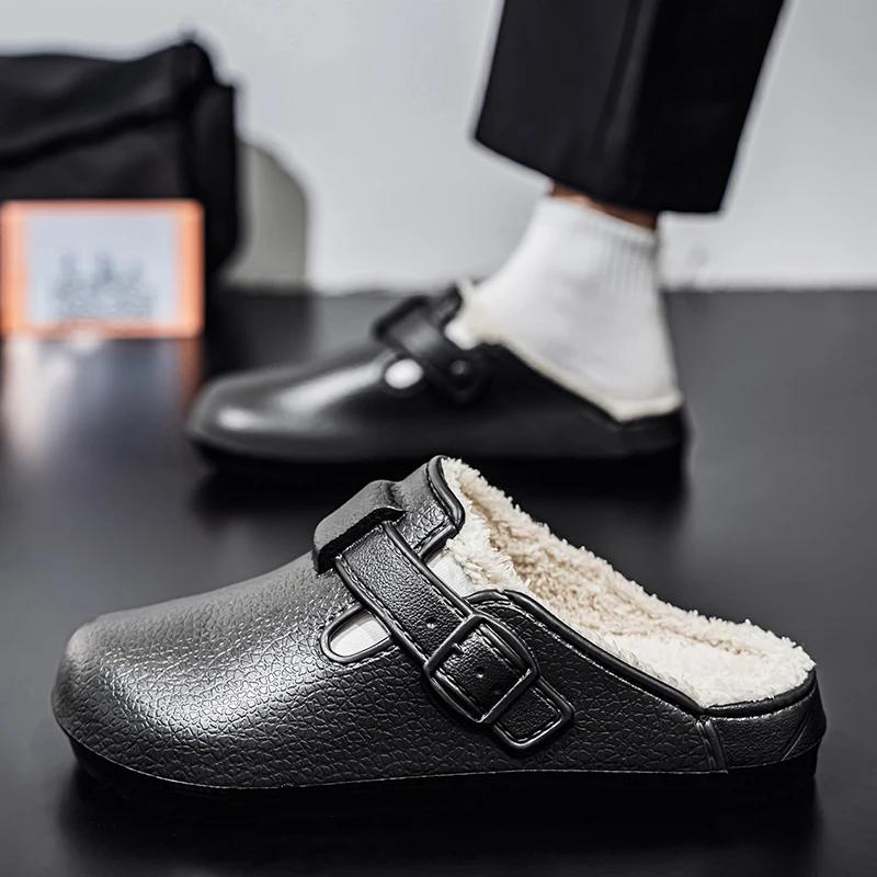 Womens Men Clogs Winter Mules Slip On Nurse Shoes Work Garden Slippers With Cotton Lined Outdoor And Indoor Soft Cotton Shoes