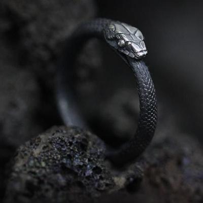 Regalo per la festa di compleanno di una coppia di pionieri scuri in acciaio inossidabile con serpente punk retrò alla moda