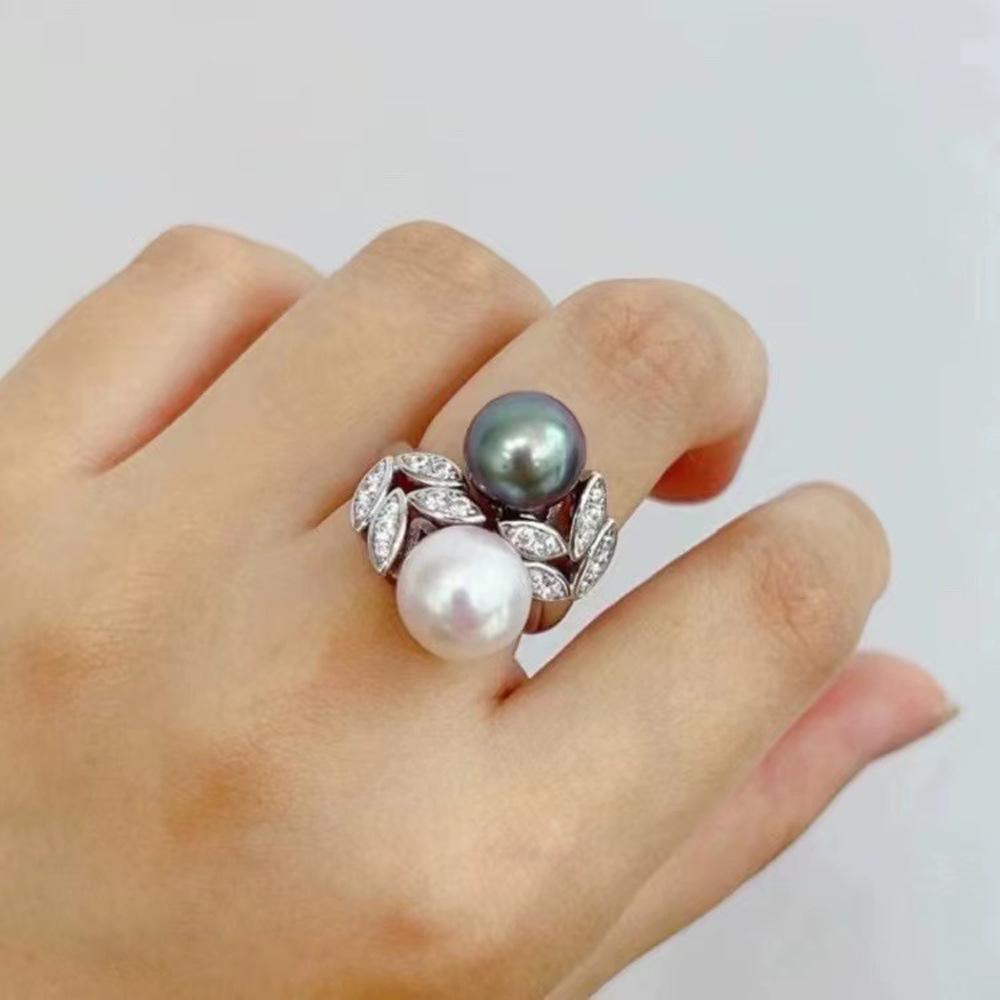 Sterling Silver S925 Double Pearl Ring Setting for 8-10mm Pearls - DIY Jewelry