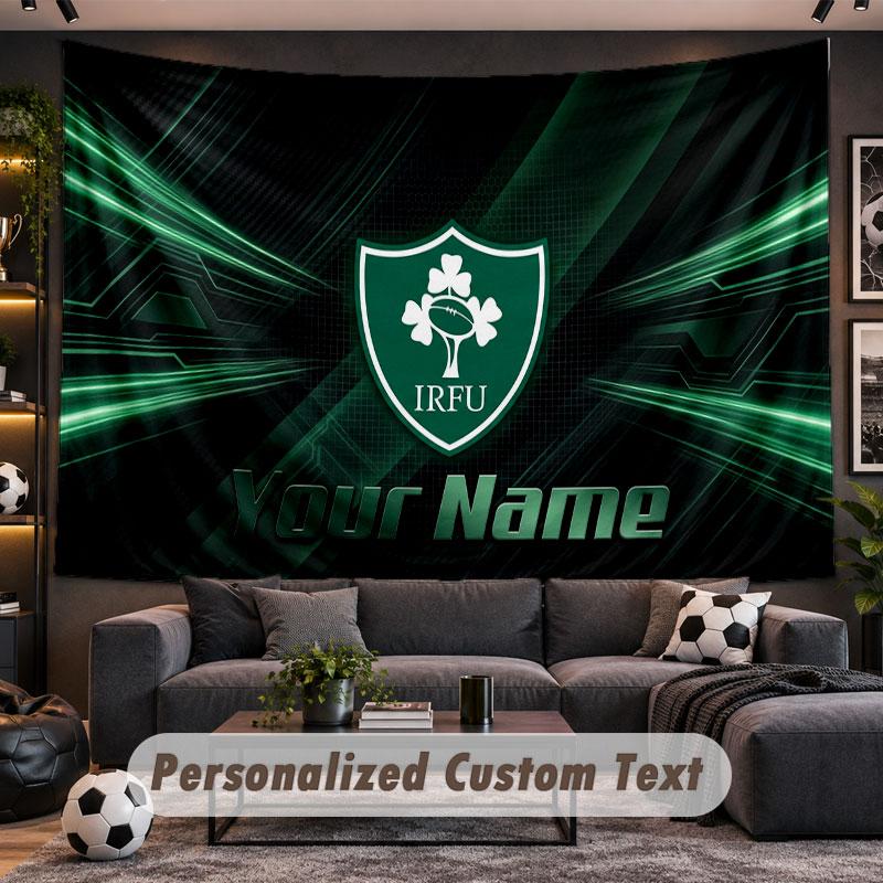 Wall Hanging Tapestry Custom NameIreland Rugby Pattern Personalized Printed Fabric Wall Decor